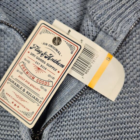 NWT Flag & Anthem Mens Quarter Zip Size Small Blue Sweater - Picture 9 of 12